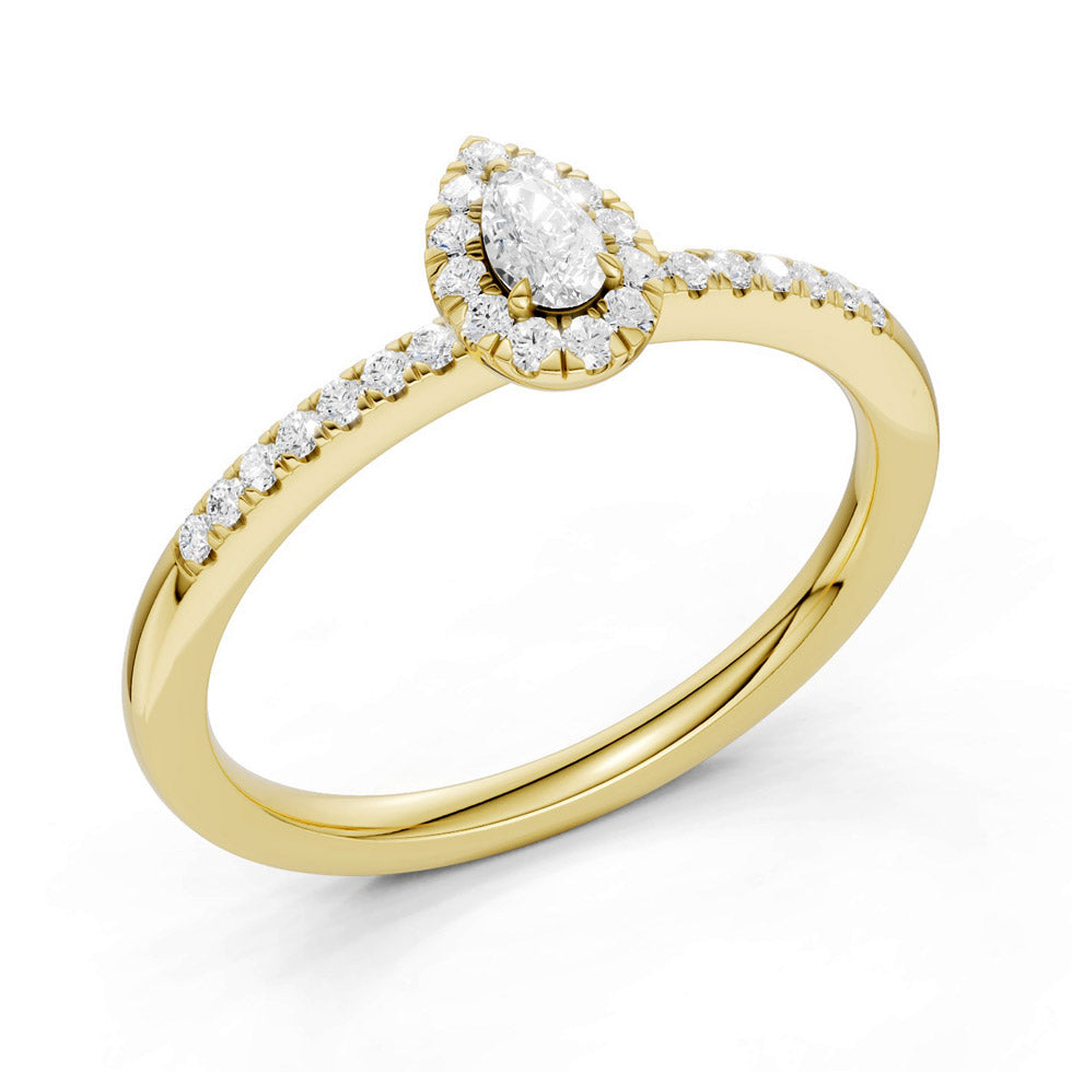 Midem Amsterdam halo-timanttisormus 0,25ct keltakulta