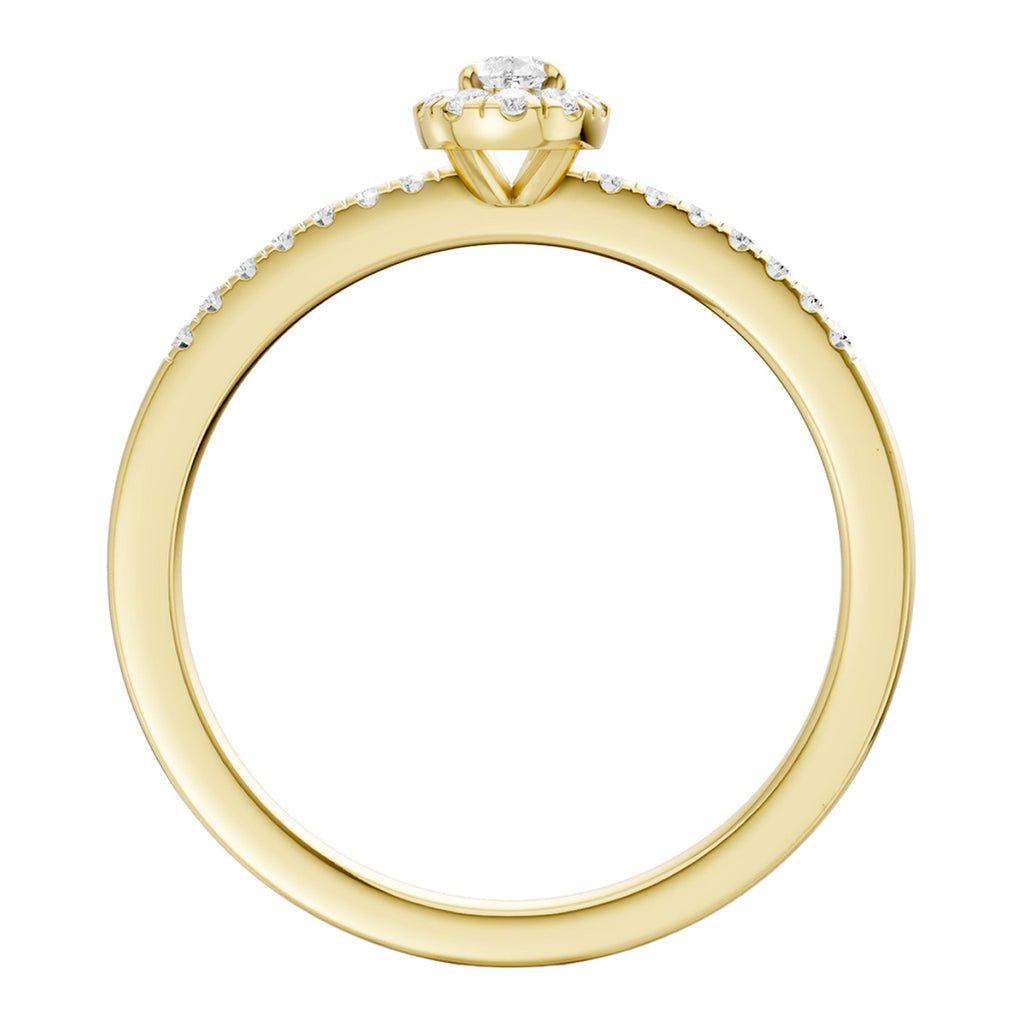Midem Amsterdam halo-timanttisormus 0,25ct keltakulta