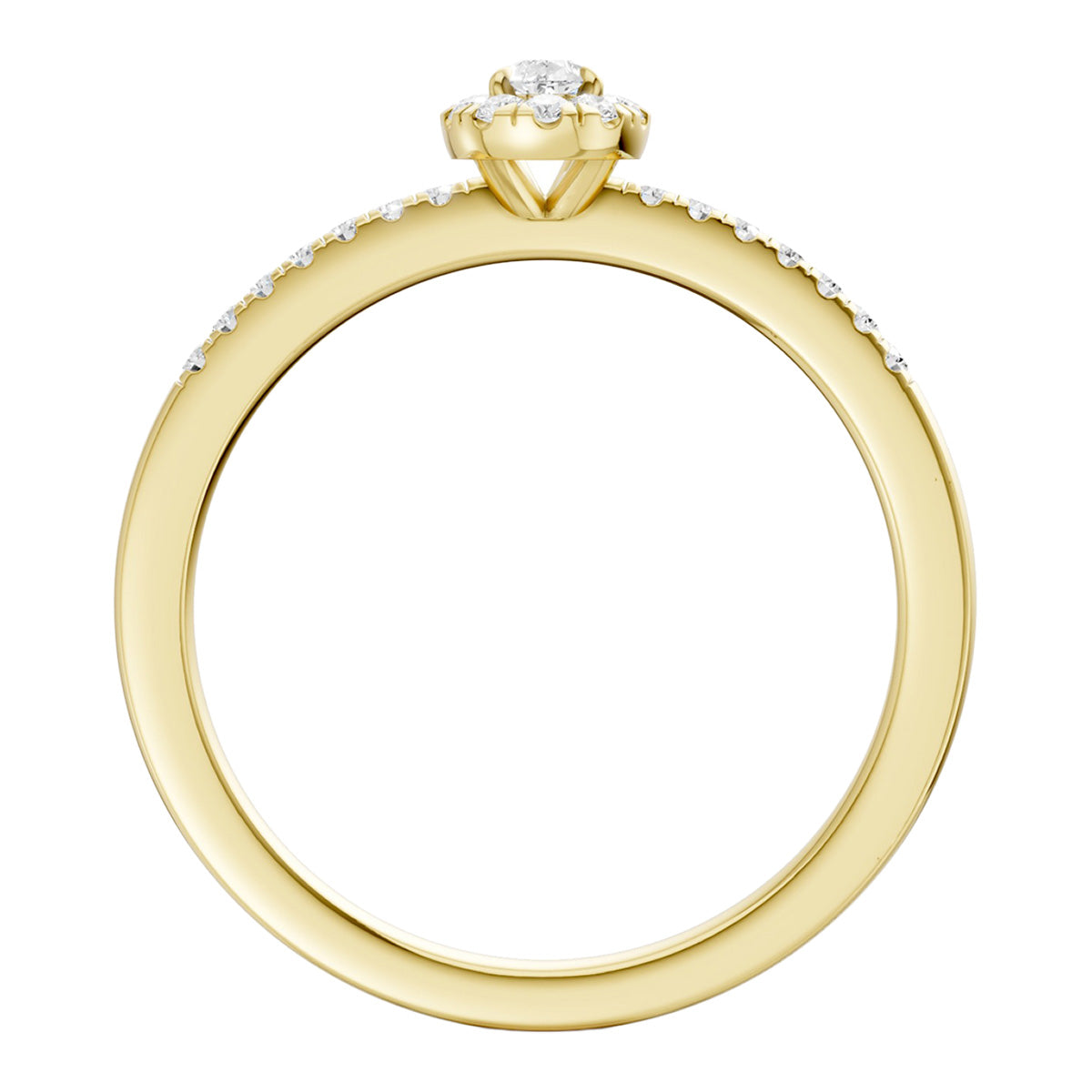 Midem Amsterdam halo-timanttisormus 0,25ct keltakulta