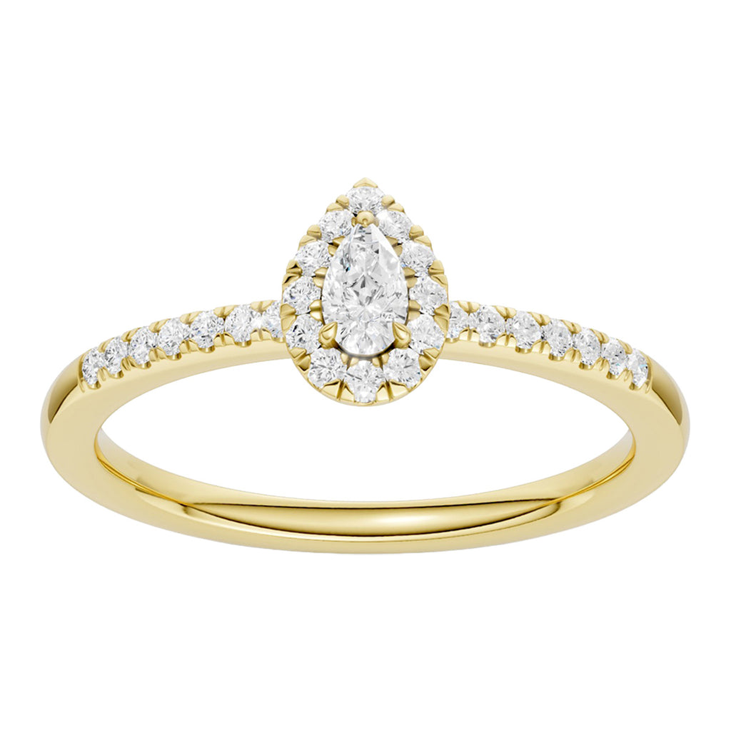 Midem Amsterdam halo-timanttisormus 0,25ct keltakulta