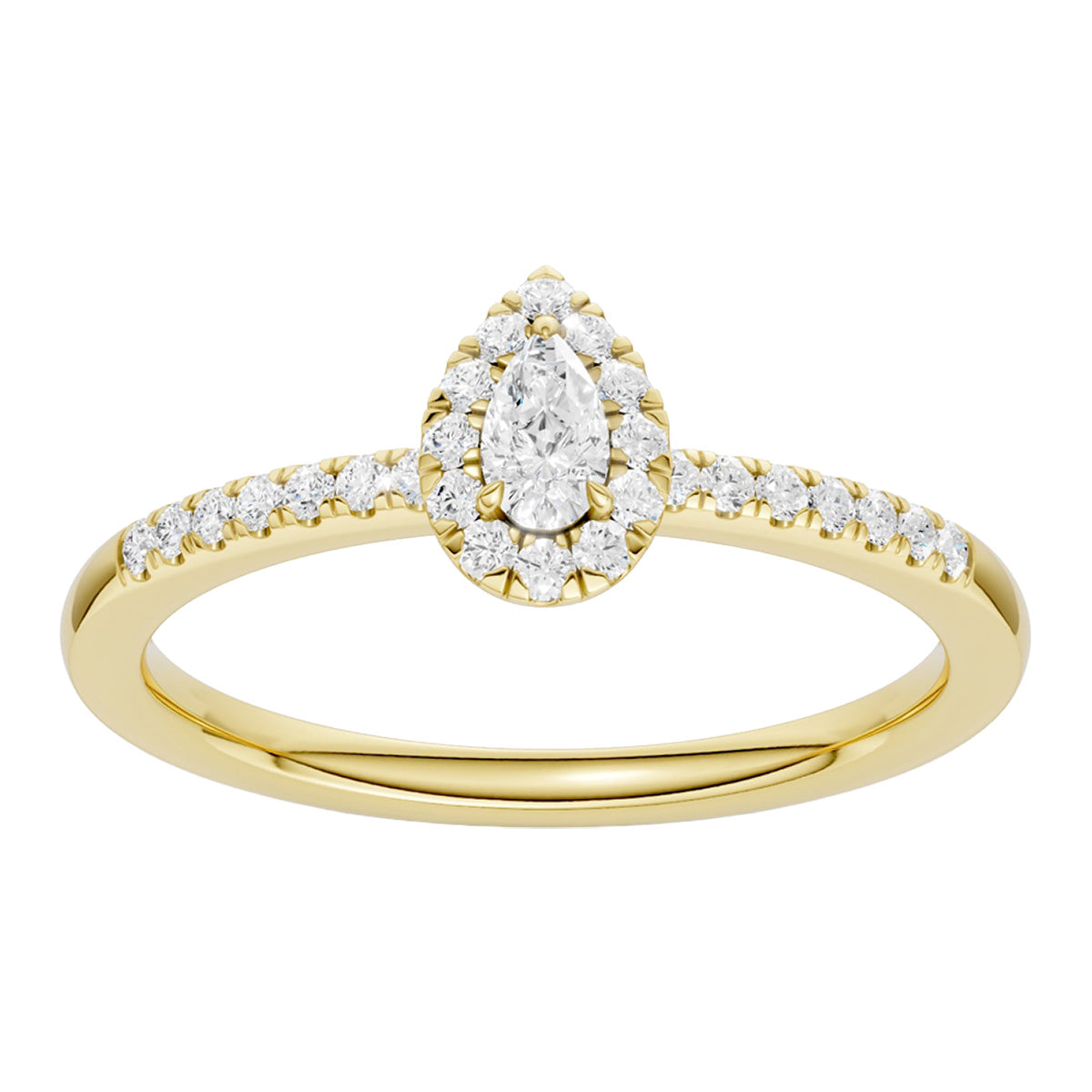 Midem Amsterdam halo-timanttisormus 0,25ct keltakulta