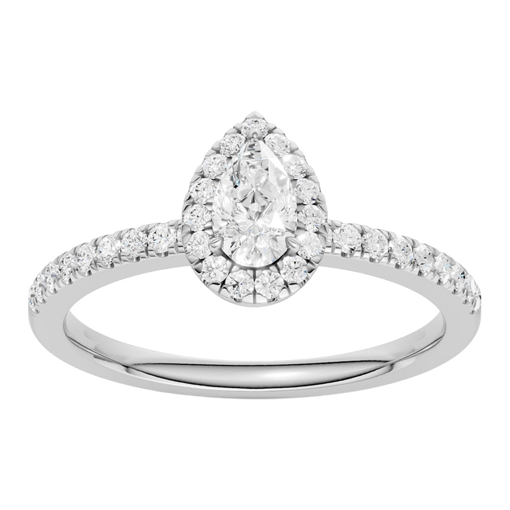 Midem Amsterdam halo-timanttisormus 0,50ct valkokulta
