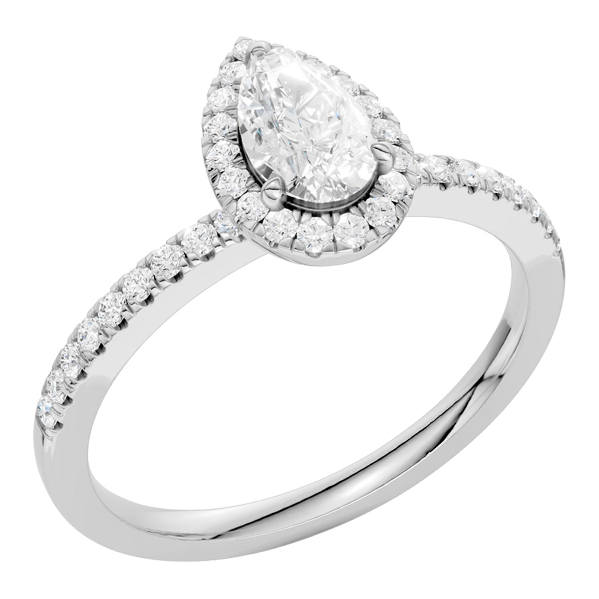 Midem Amsterdam halo-timanttisormus 0,75ct valkokulta