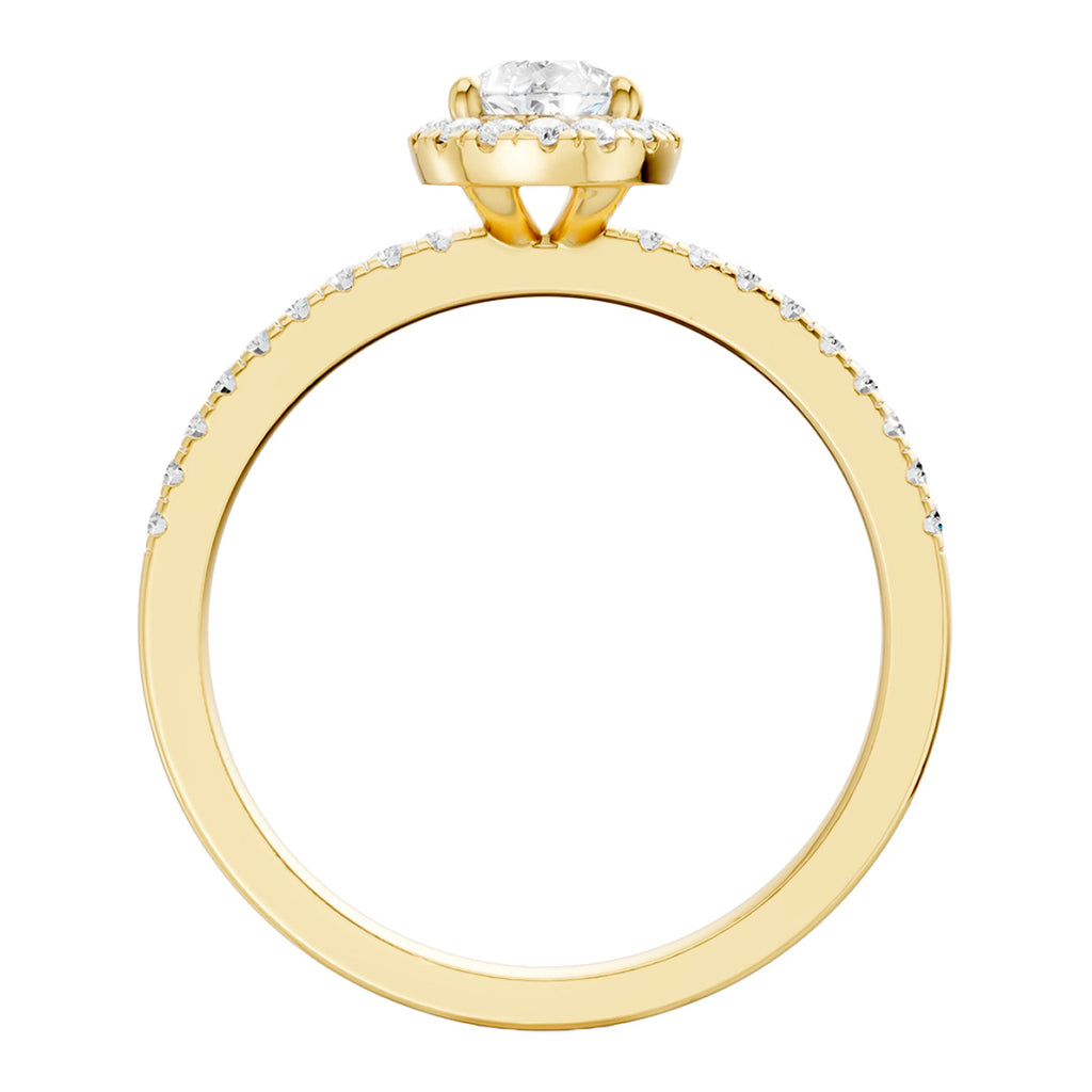 Midem Amsterdam halo-timanttisormus 0,75ct keltakulta