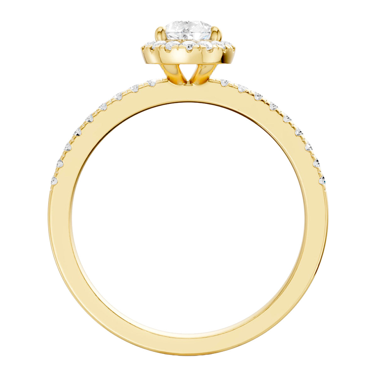 Midem Amsterdam halo-timanttisormus 0,75ct keltakulta