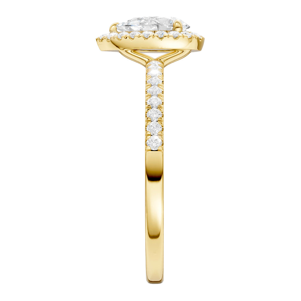 Midem Amsterdam halo-timanttisormus 0,75ct keltakulta