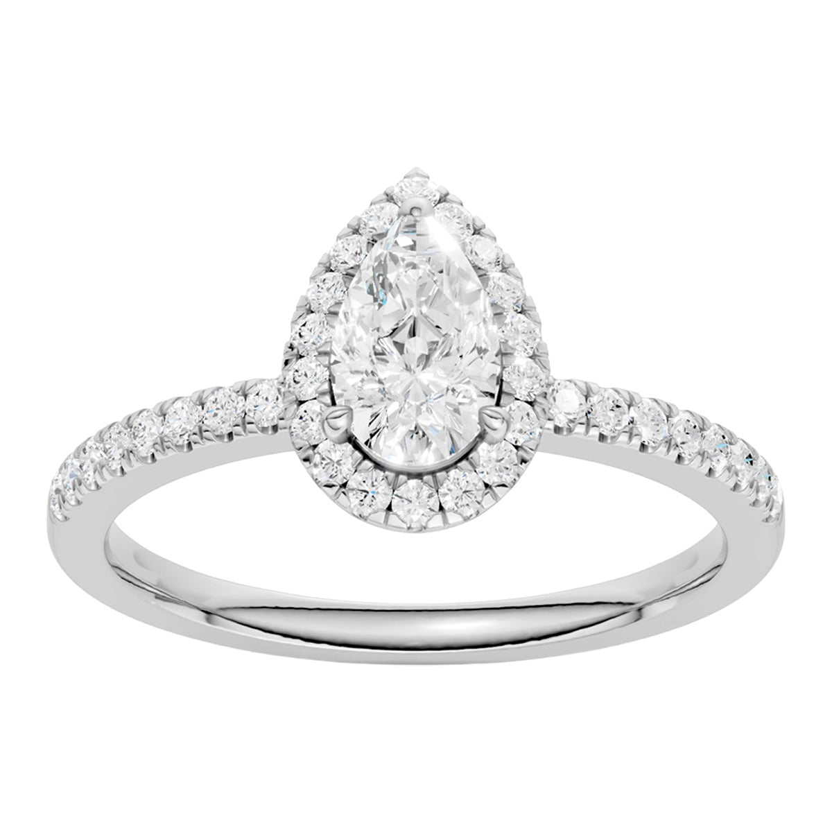 Midem Amsterdam halo-timanttisormus 0,75ct valkokulta