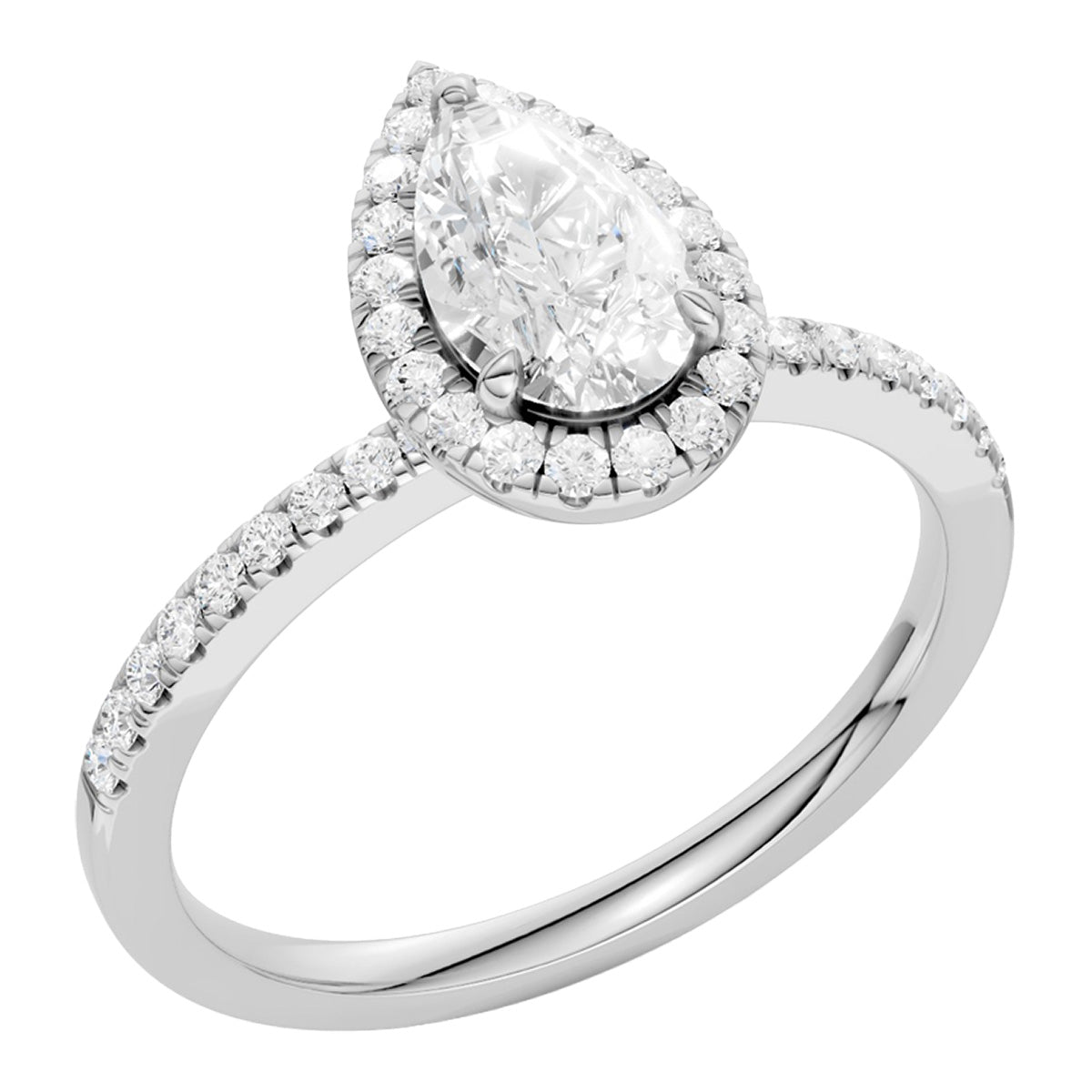 Midem Amsterdam halo-timanttisormus 1,00ct valkokulta