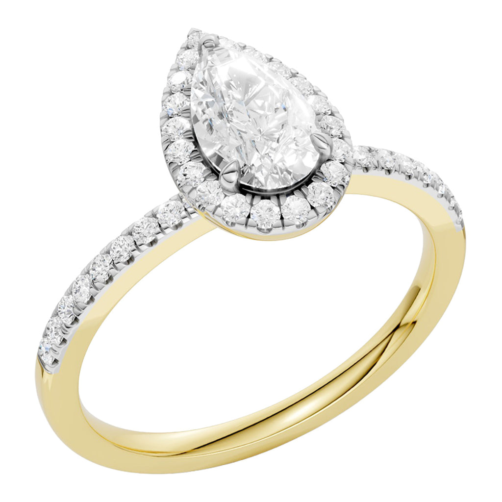 Midem Amsterdam halo-timanttisormus 1,00ct keltakulta