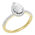 Midem Amsterdam halo-timanttisormus 1,00ct keltakulta