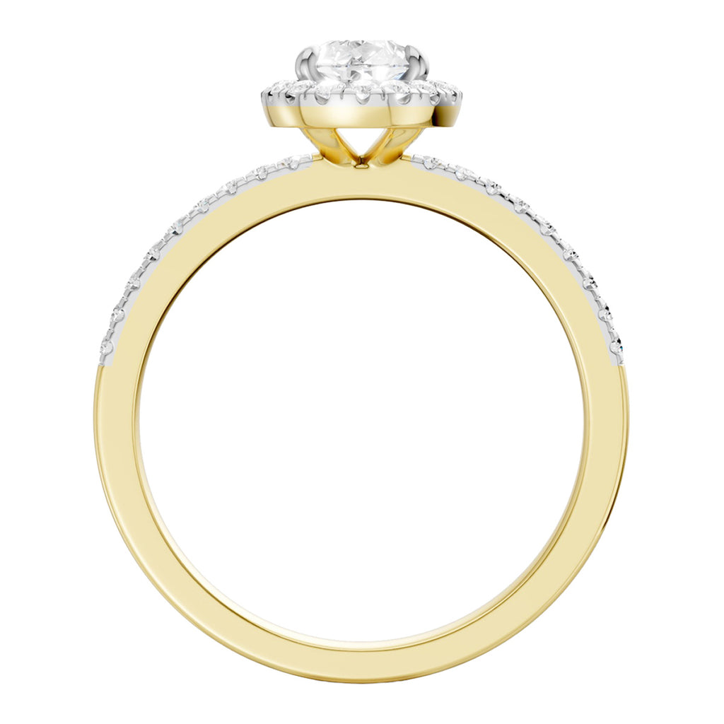Midem Amsterdam halo-timanttisormus 1,00ct keltakulta