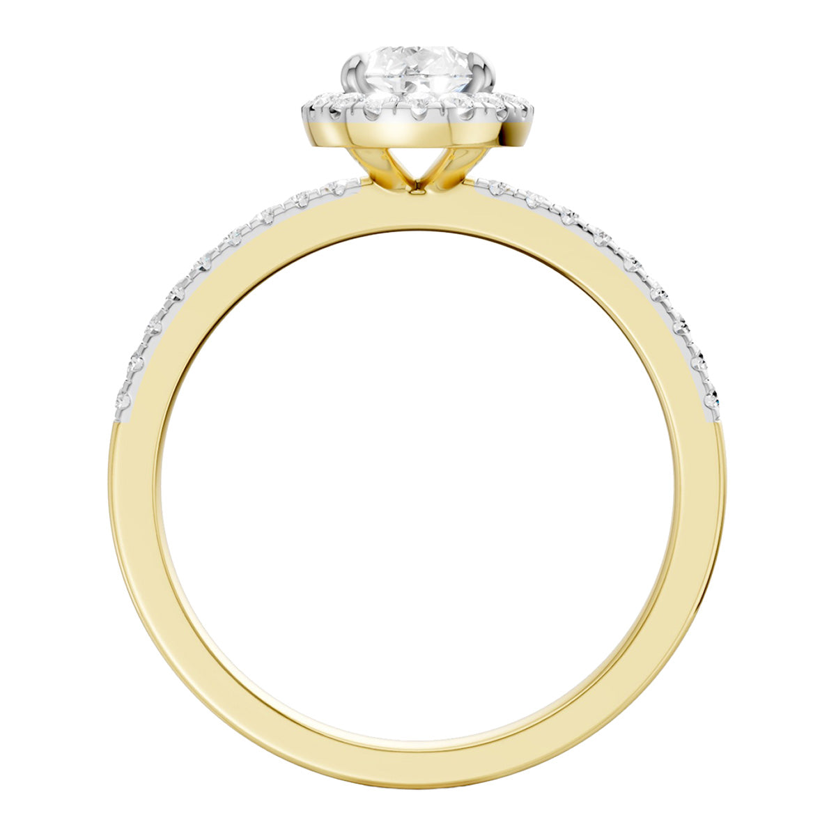 Midem Amsterdam halo-timanttisormus 1,00ct keltakulta