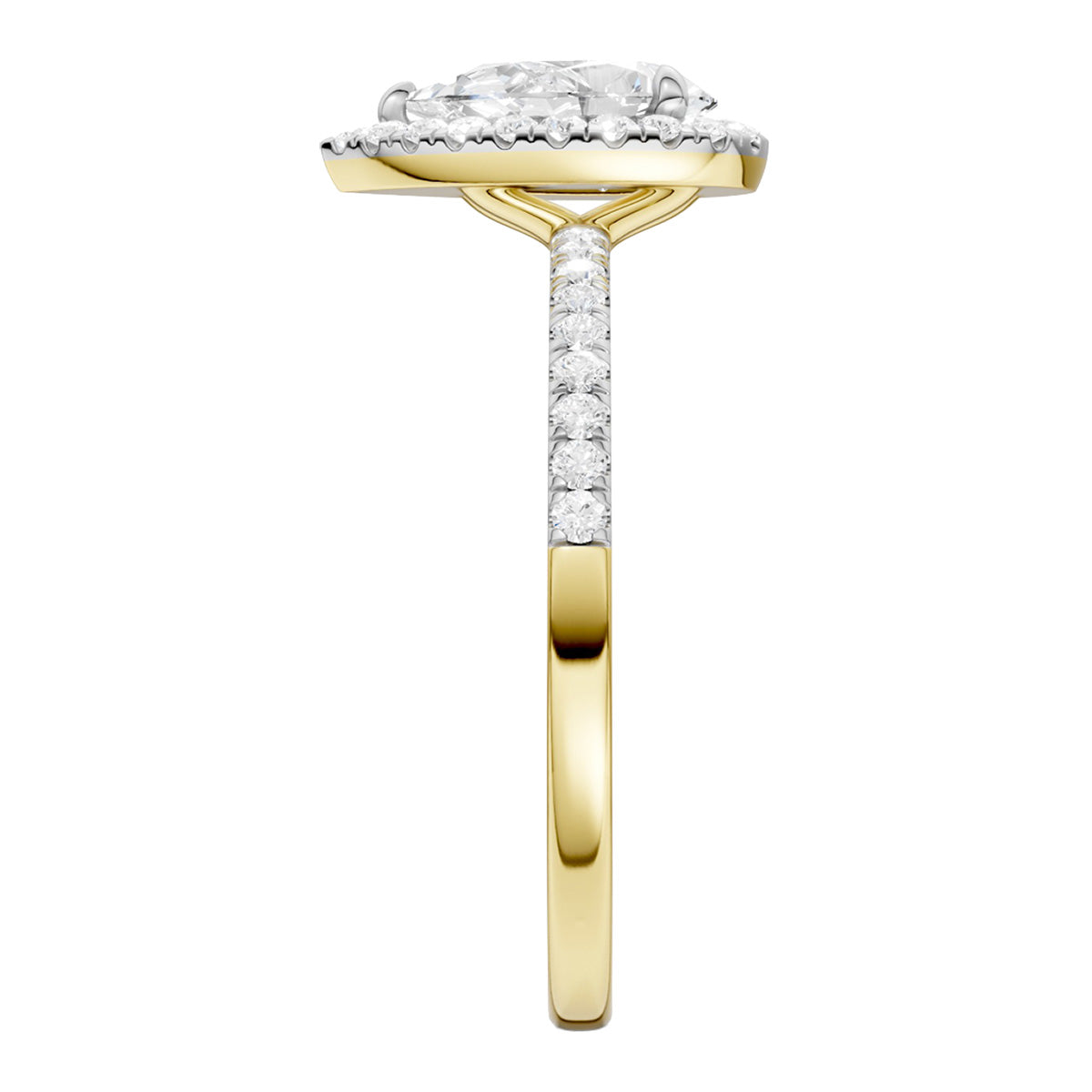 Midem Amsterdam halo-timanttisormus 1,00ct keltakulta