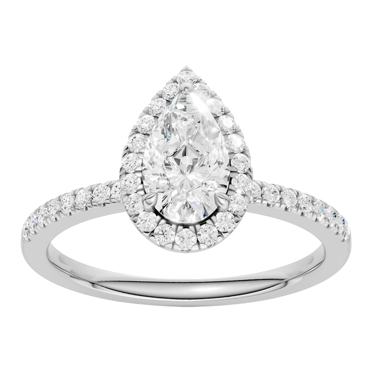 Midem Amsterdam halo-timanttisormus 1,00ct valkokulta