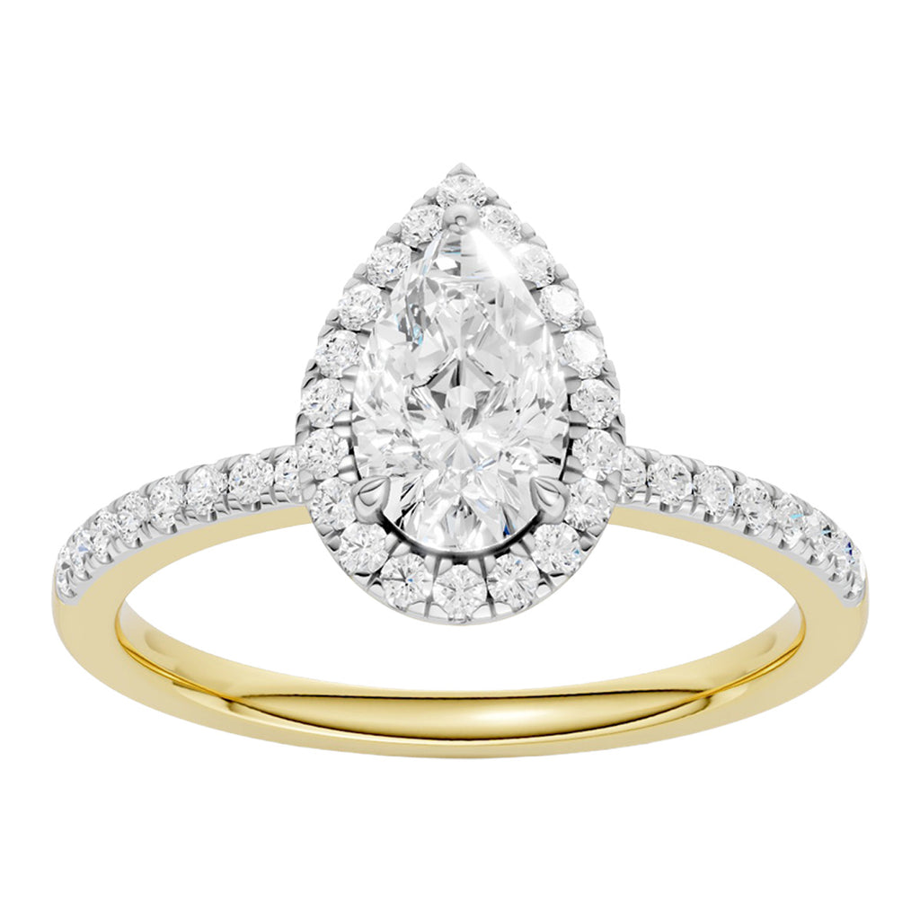 Midem Amsterdam halo-timanttisormus 1,00ct keltakulta