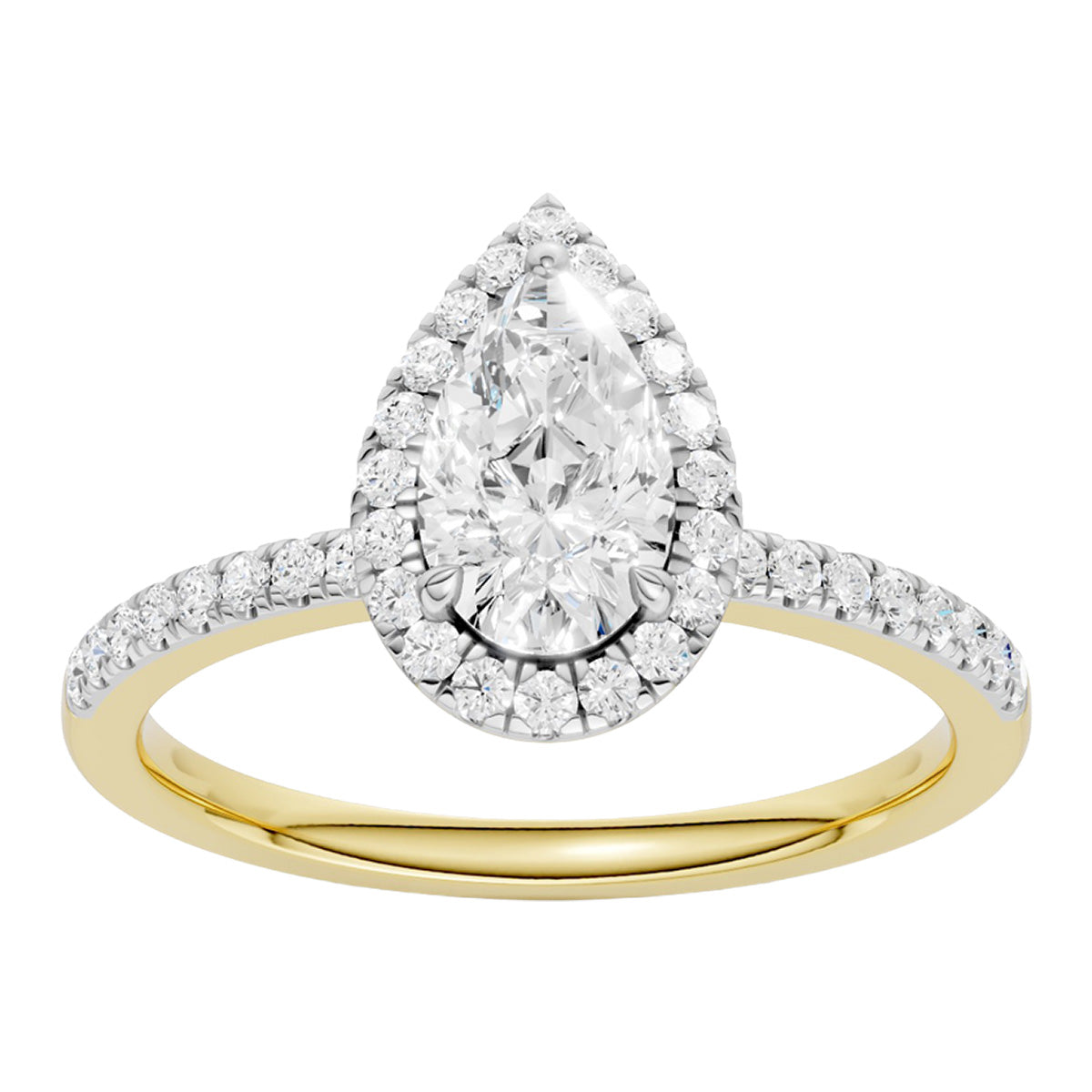 Midem Amsterdam halo-timanttisormus 1,00ct keltakulta