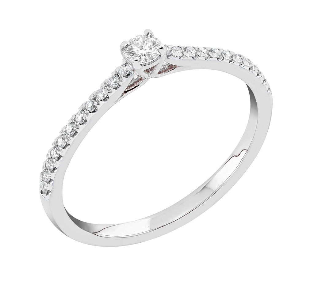 Midem Milan timanttisormus 0,25ct valkokulta