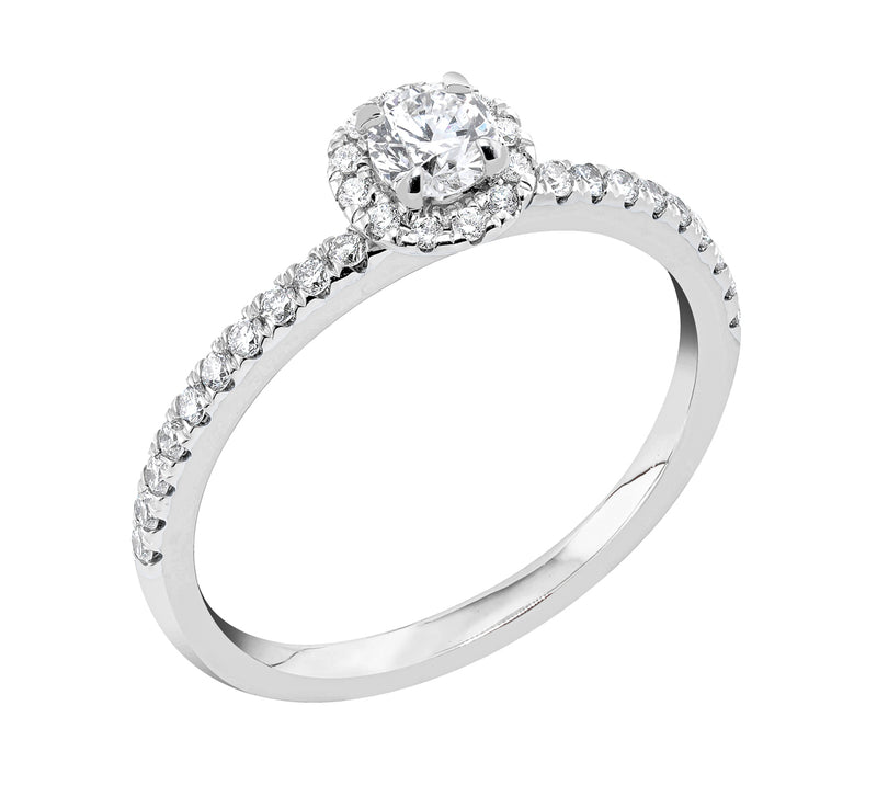 Midem Paris halo-timanttisormus 0,50ct valkokulta