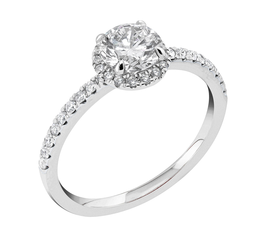 Midem Paris halo-timanttisormus 1,00ct valkokulta
