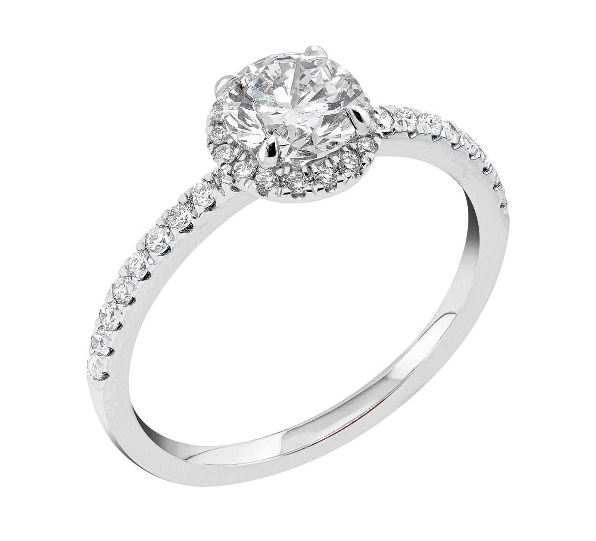 Midem Paris halo-timanttisormus 1,00ct valkokulta