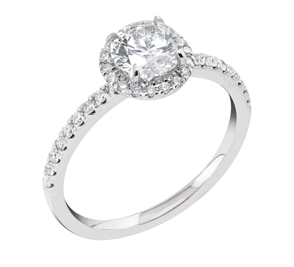 Midem Paris halo-timanttisormus 1,25ct valkokulta