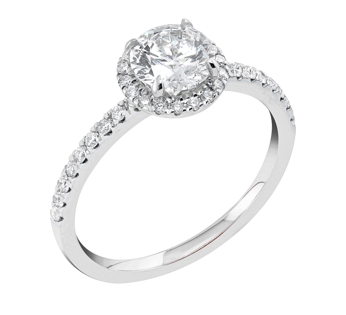 Midem Paris halo-timanttisormus 1,25ct valkokulta