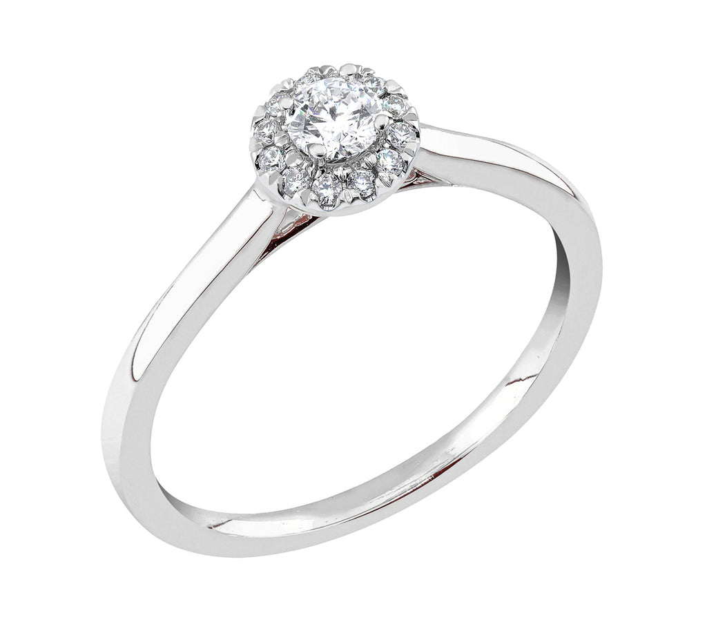 Midem Rome halo-timanttisormus 0,25ct valkokulta