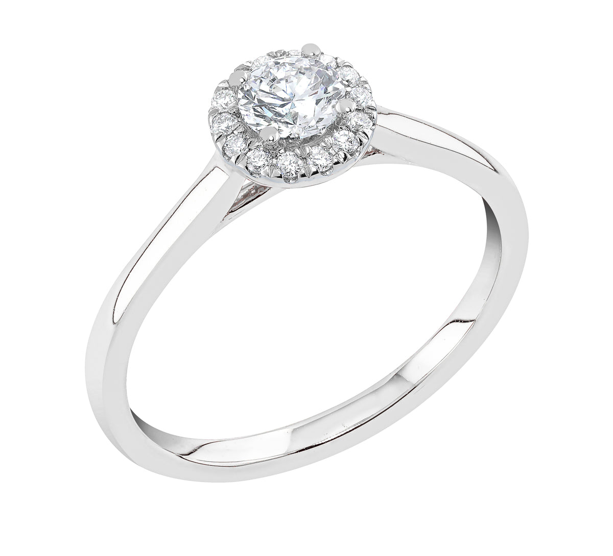 Midem Rome halo-timanttisormus 0,50ct valkokulta