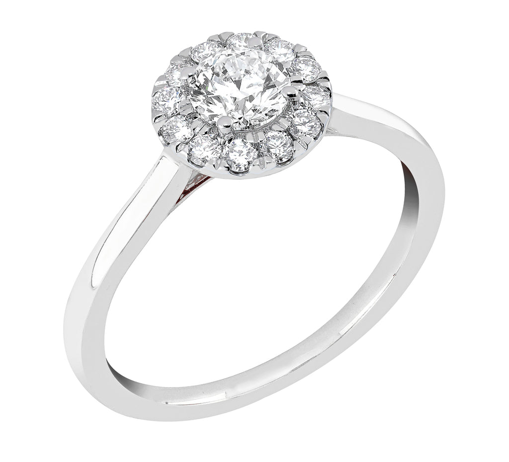 Midem Rome halo-timanttisormus 0,75ct valkokulta