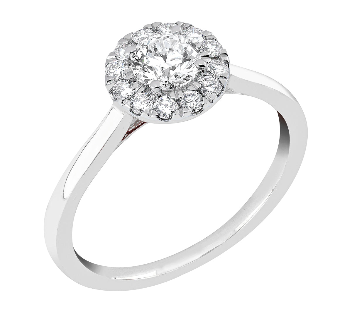 Midem Rome halo-timanttisormus 0,75ct valkokulta