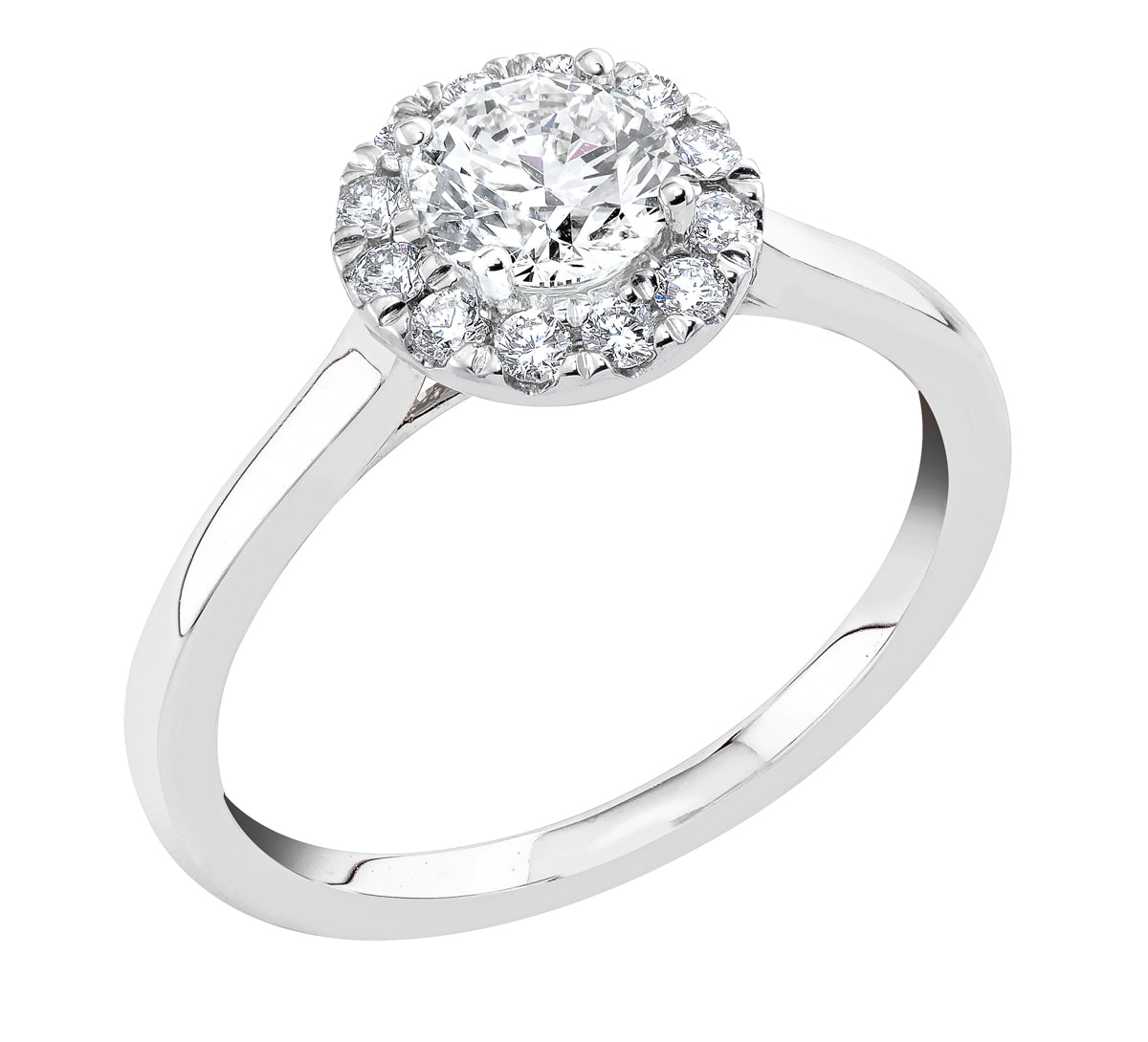 Midem Rome halo-timanttisormus 1,00ct valkokulta